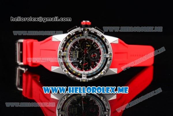 Richard Mille RM 60-01 Asia 2813 Automatic Steel Case with Skeleton Dial and Red Rubber Strap Dot/Arabic Numeral Markers (EF) - Click Image to Close